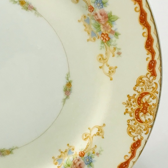 Set of 4 Vintage Hinode Noritake Diner Plates Tan and Flowers Discontinued 10” - Picture 3 of 7